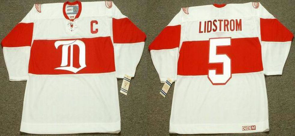 2019 Men Detroit Red Wings #5 Lidstrom White CCM NHL jerseys->detroit red wings->NHL Jersey